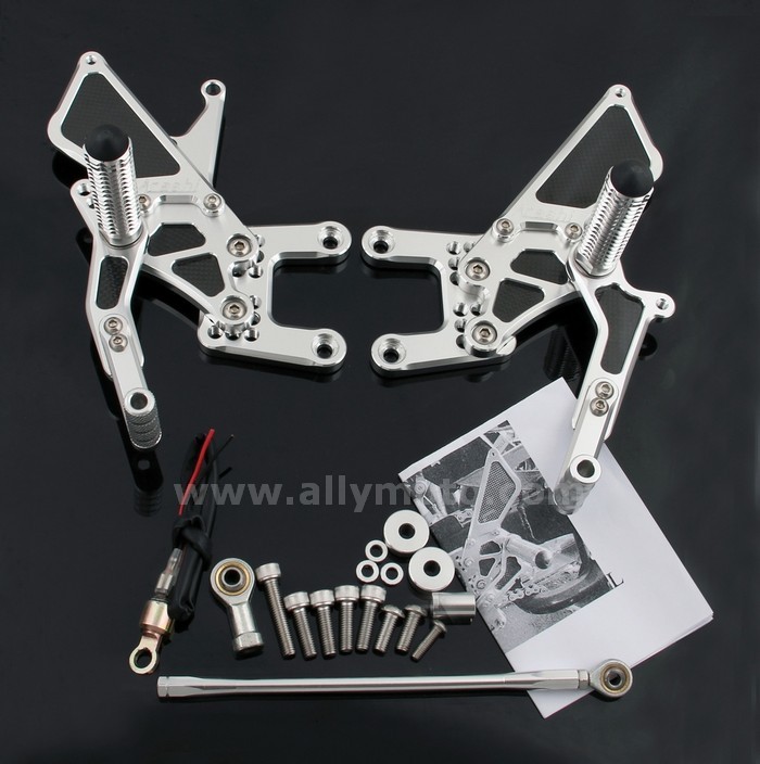 74 Rearset Footpegs Kawasaki Zx10R 2006-2007 Silver@2